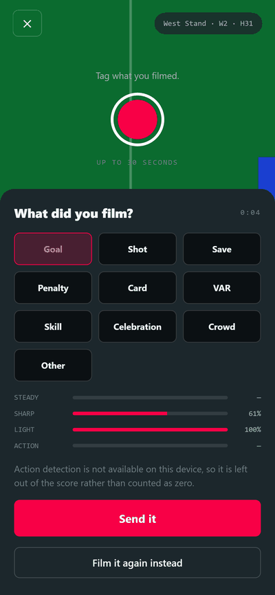 Tagging a clip after recording
